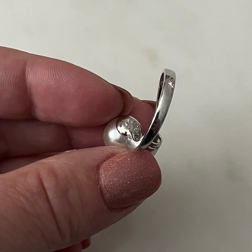 Sterling silver 925 pearl and cubic zirconia ring - Picture 8 of 10
